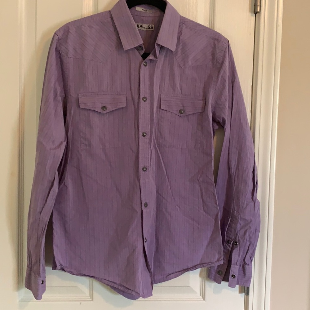 Lavender Pin Striped Express Fitted Oxford